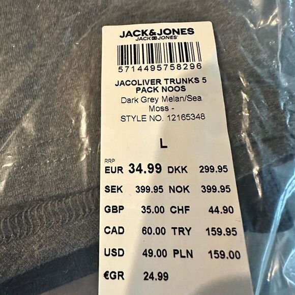 NWT Jack & Jones Men’s 5 Pack Boxer Briefs Different Colors - Size Large - Picture 8 of 8